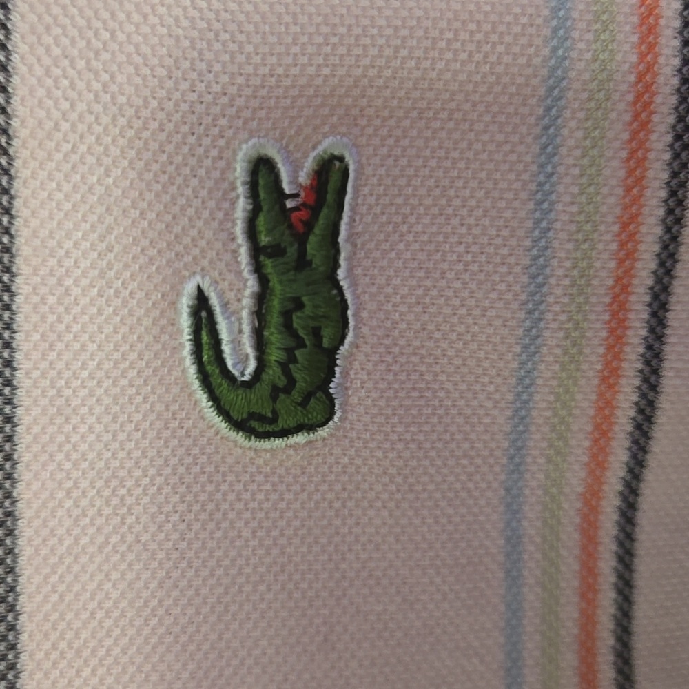 Lacoste Men's Pink Striped Polo Shirt - Picture 5 of 9